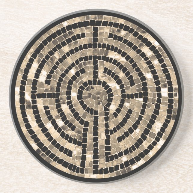 LABYRINTH V Sandstone Coaster - Black (Front)
