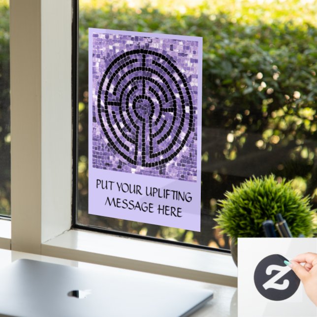 LABYRINTH VI 8x11 Window Cling +Text - Amethyst (Office)