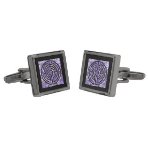 LABYRINTH VI Gunmetal Square Cufflinks - Black