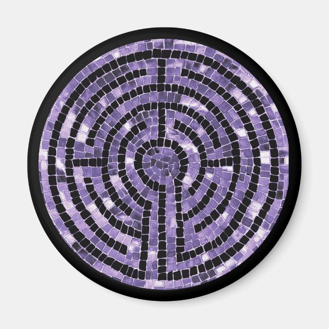LABYRINTH VI Round Magnet - Black (Front)