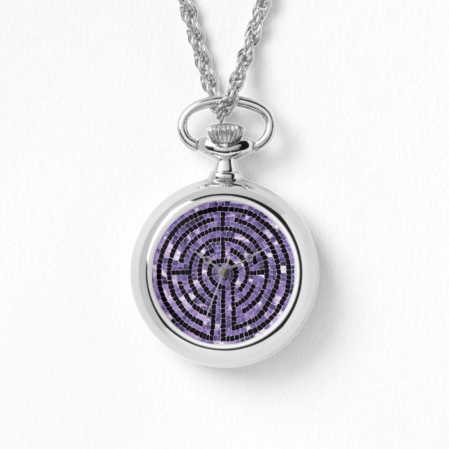 LABYRINTH VI Silver Necklace Watch (Front)