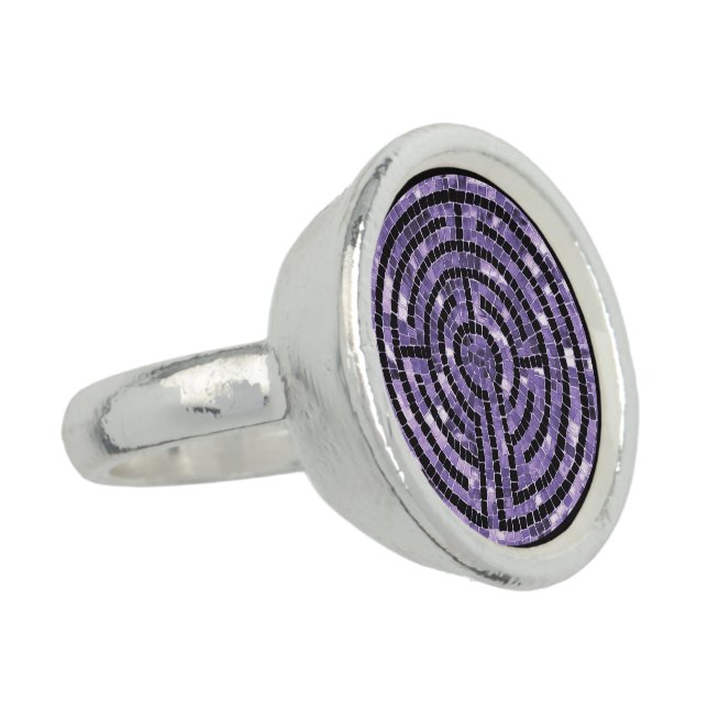 LABYRINTH VI Silver Round Ring (Side)
