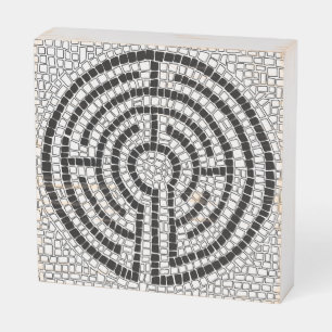 LABYRINTH VII 6x6 Wood Box Sign - White