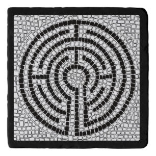 LABYRINTH VII Marble Stone Trivet - Black