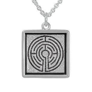 LABYRINTH VII Sterling Silver Square Necklace