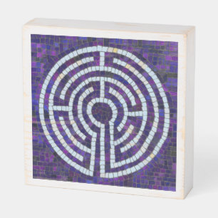 LABYRINTH VIII 6x6 Wood Box Sign - White