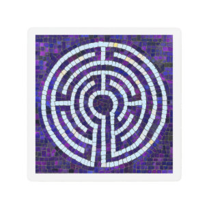 LABYRINTH VIII 8x8 Metal Wall Art - White