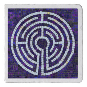 LABYRINTH VIII Marble Stone Trivet - White