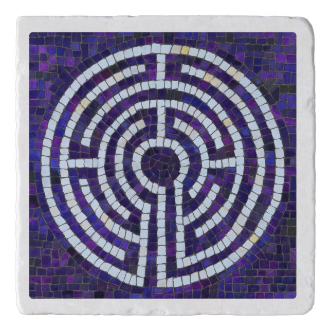 LABYRINTH VIII Marble Stone Trivet - White (Front)