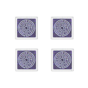 LABYRINTH VIII Primed Marble Magnets (4) - White