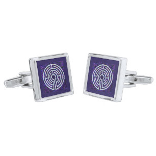 LABYRINTH VIII Silver Plated Square Cufflinks 