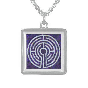 LABYRINTH VIII Sterling Silver Square Necklace