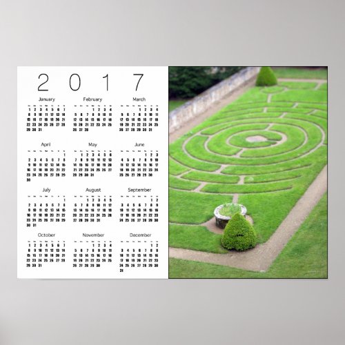 Labyrinth White Calendar Poster 2017