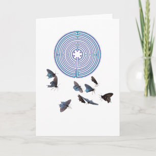 Labyrinth with Butterflies Greeting Card