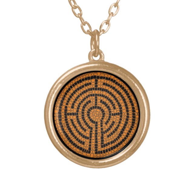LABYRINTH XIII Gold Plated Round Necklace (Front)