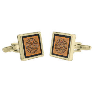 LABYRINTH XIII Gold Plated Square Cufflinks