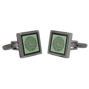 LABYRINTH XIV Gunmetal Plated Square Cufflinks