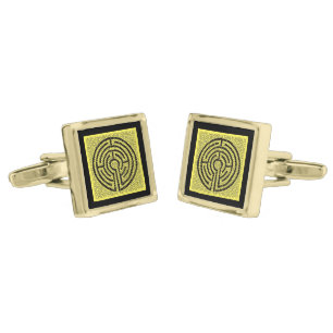LABYRINTH XV Gold Plated Square Cufflinks 