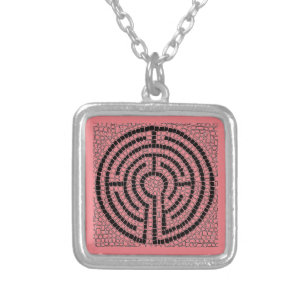 LABYRINTH XVI Silver Plated Square Necklace