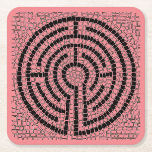 LABYRINTH XVI Square Paper Coasters