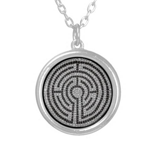 LABYRINTH XVII Silver Plated Round Necklace
