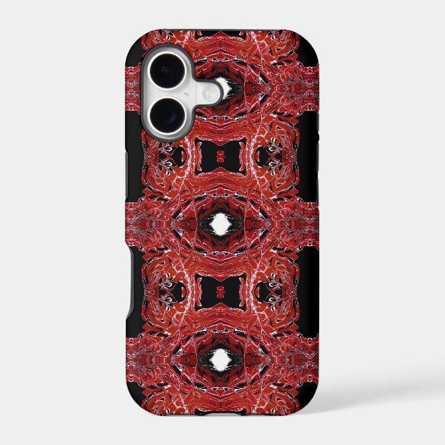 Labyrinthine Red Abstract Acrylic Fluid Art iPhone Case (Back)