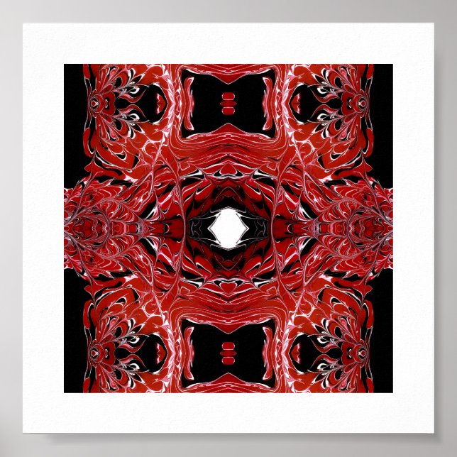 Labyrinthine Red Abstract Acrylic Fluid Art Poster (Front)