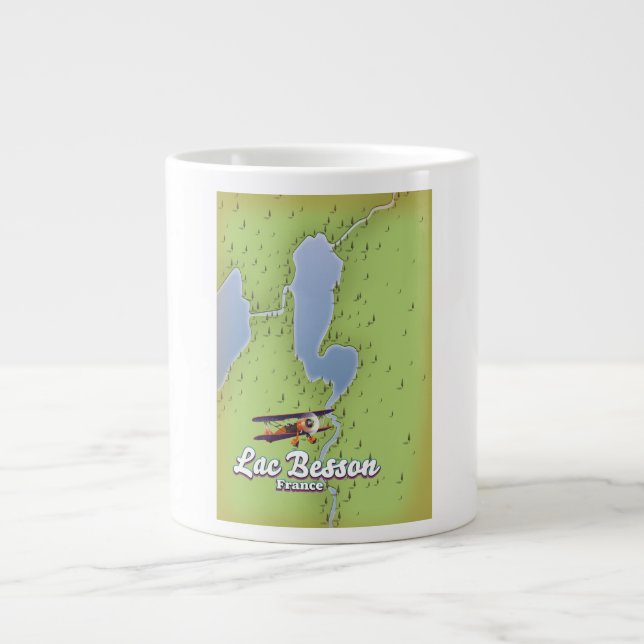 Lac Besson France map travel poster Giant Coffee Mug (Front)