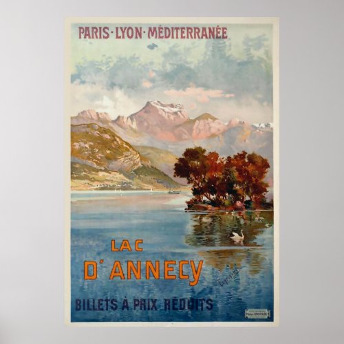 Lac dAnnecyAnnecy Savoy FranceVintage Travel Poster