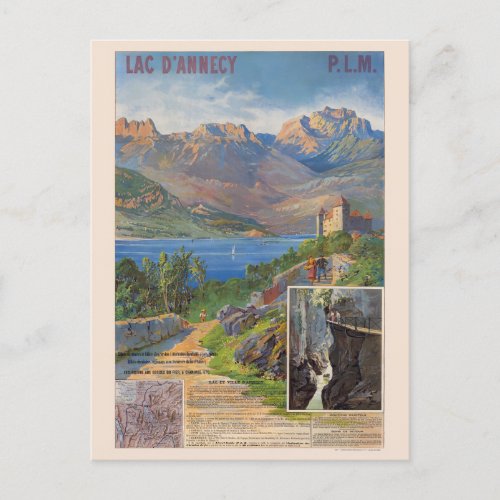 Lac dAnnecy PLM France Vintage Poster 1890 Postcard
