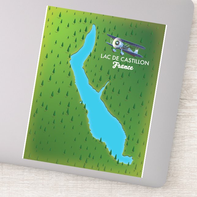 Lac de Castillon France map Sticker (Detail)