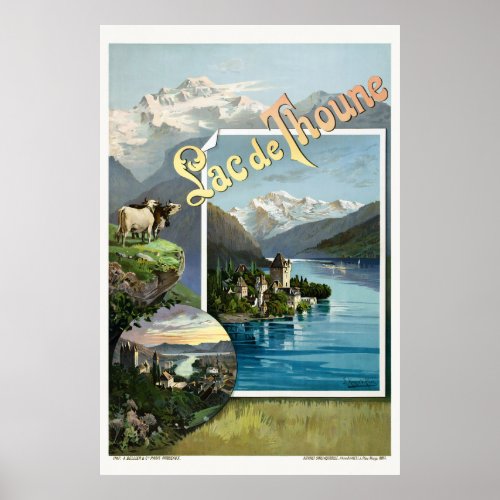 Lac de Thoune Switzerland Vintage Poser 1893 Poster