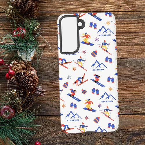 Lac Etchemin Quebec Ski Snowboard Pattern Samsung Galaxy S21 Case