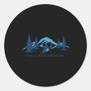 Lac La Belle Michigan Ski Resort Skiing Skier Classic Round Sticker