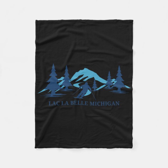 Lac La Belle Michigan Ski Resort Skiing Skier  Fleece Blanket (Front)