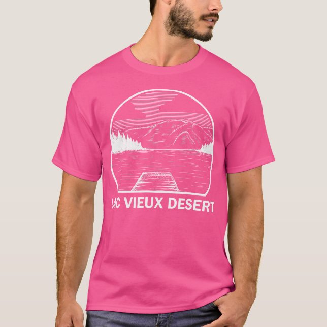 Lac Vieux Desert Wisconsin Funny Fishing Camping S T-Shirt (Front)