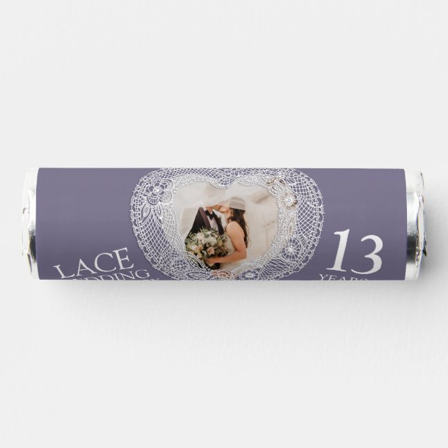Lace 13th anniversary photo heart favor (Front)