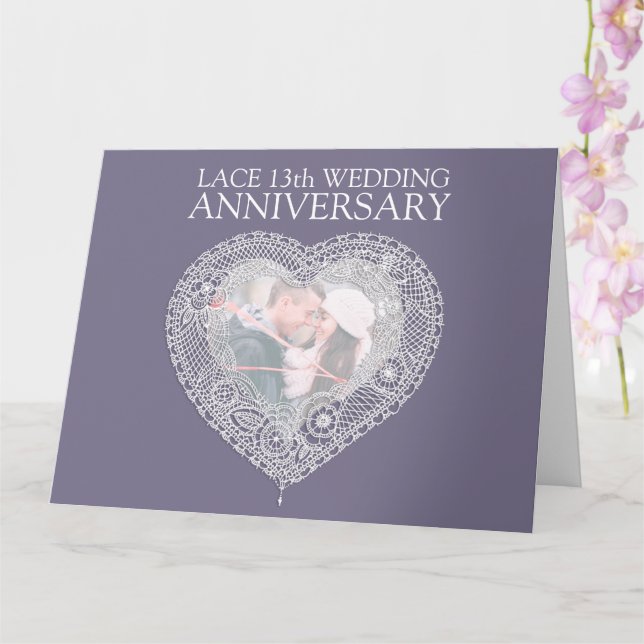 Lace 13th wedding anniversary oversized card (Orchid)