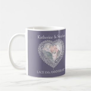 Lace 13th wedding anniversary photo mug