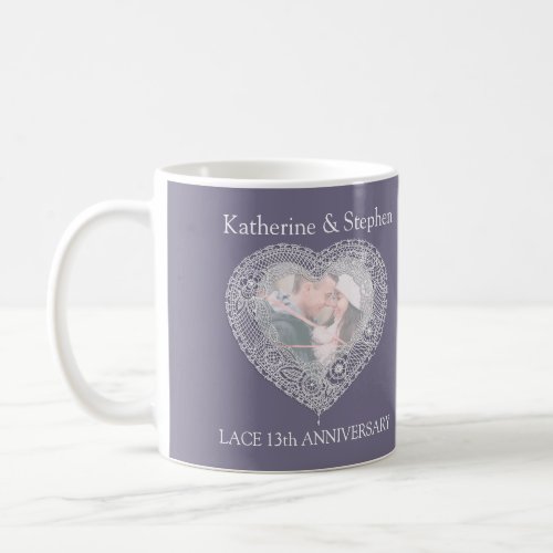 Lace 13th wedding anniversary photo mug