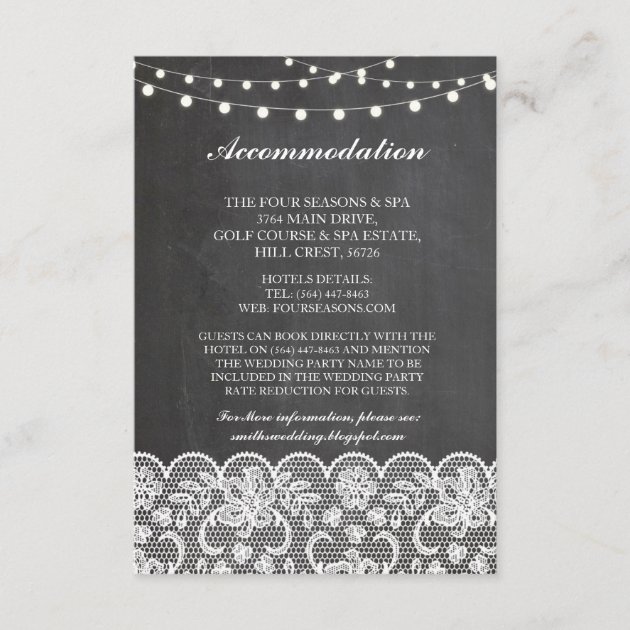 Lace Accommodation Chalk Lights Wedding Cards