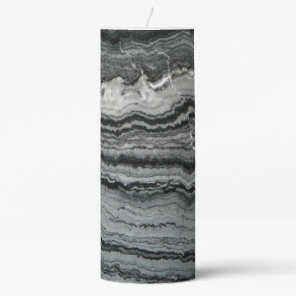 Lace agate gemstone black white marble stone pillar candle