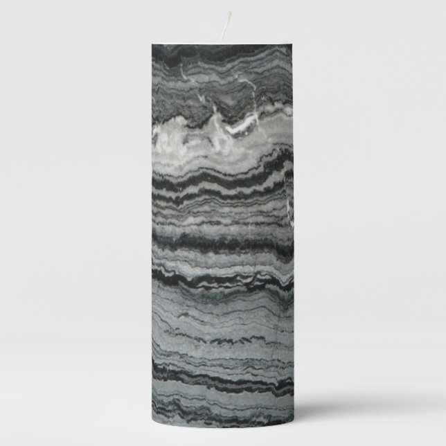 Lace agate gemstone black white marble stone pillar candle (Front)