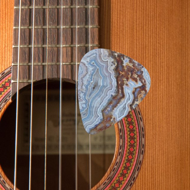 Lace Agate Pattern Image Guitar Pick (In Situ)