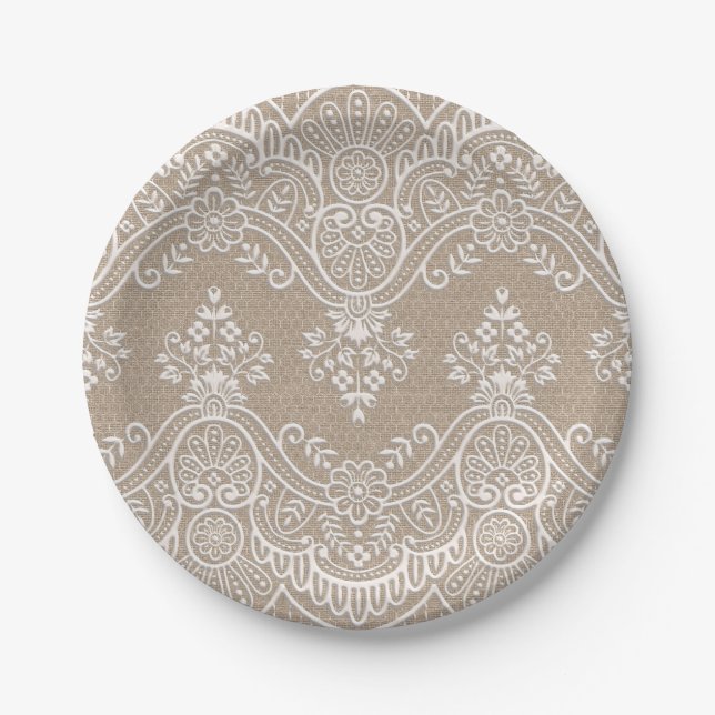 Lace and Burlap Paper Plate (Front)