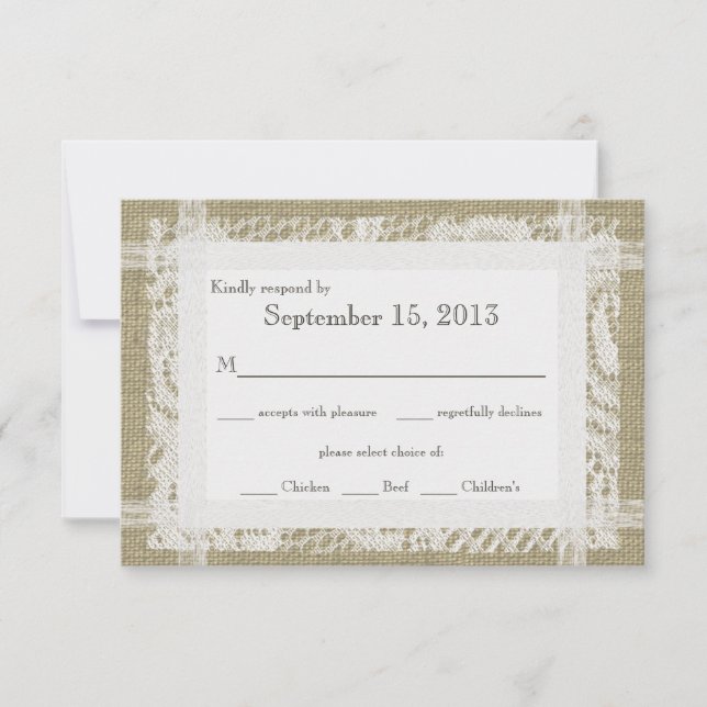 Lace and Burlap Reply Card (Front)