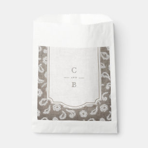 Lace and burlap rustic country wedding thank you favor bag