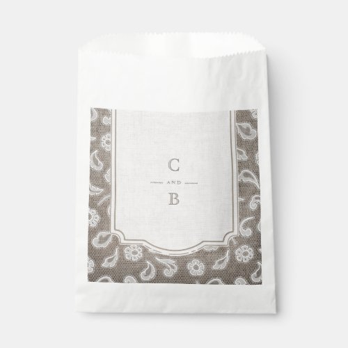 Lace and burlap rustic country wedding thank you favor bag
