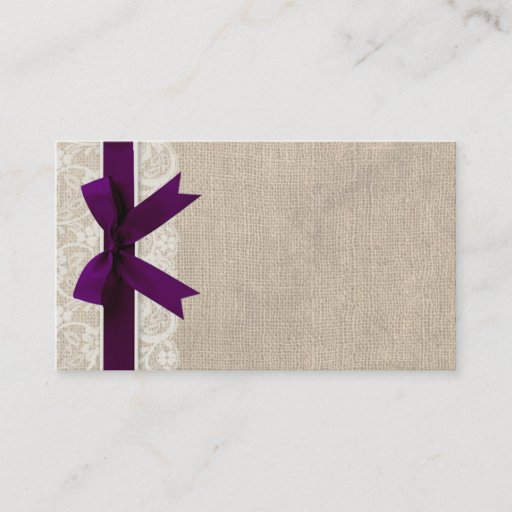 Customizable Lace and Burlap Rustic Wedding Name Place Card Business Card