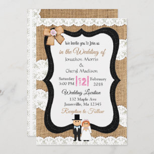 Lace and Burlap Wedding Invitation